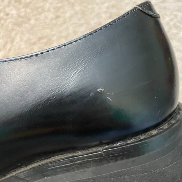 John Fluevog black leather block heel chunky slip on loafer size 8 main image 8